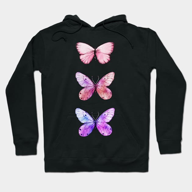 3 colorful butterflies Hoodie by Schioto